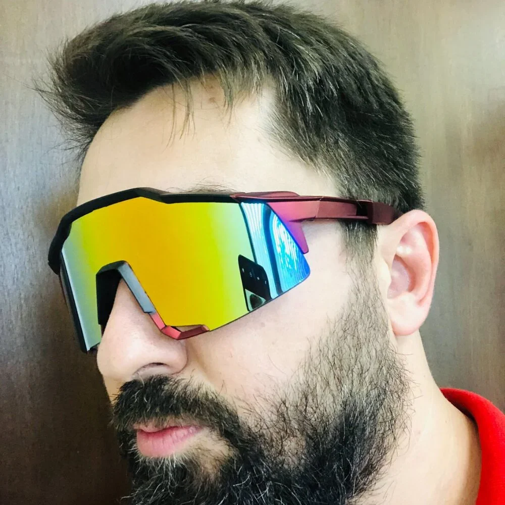 Sports‎ Men Sunglasses Red Mirror Lens Large Frame Rimless Oversized Ski Lentes